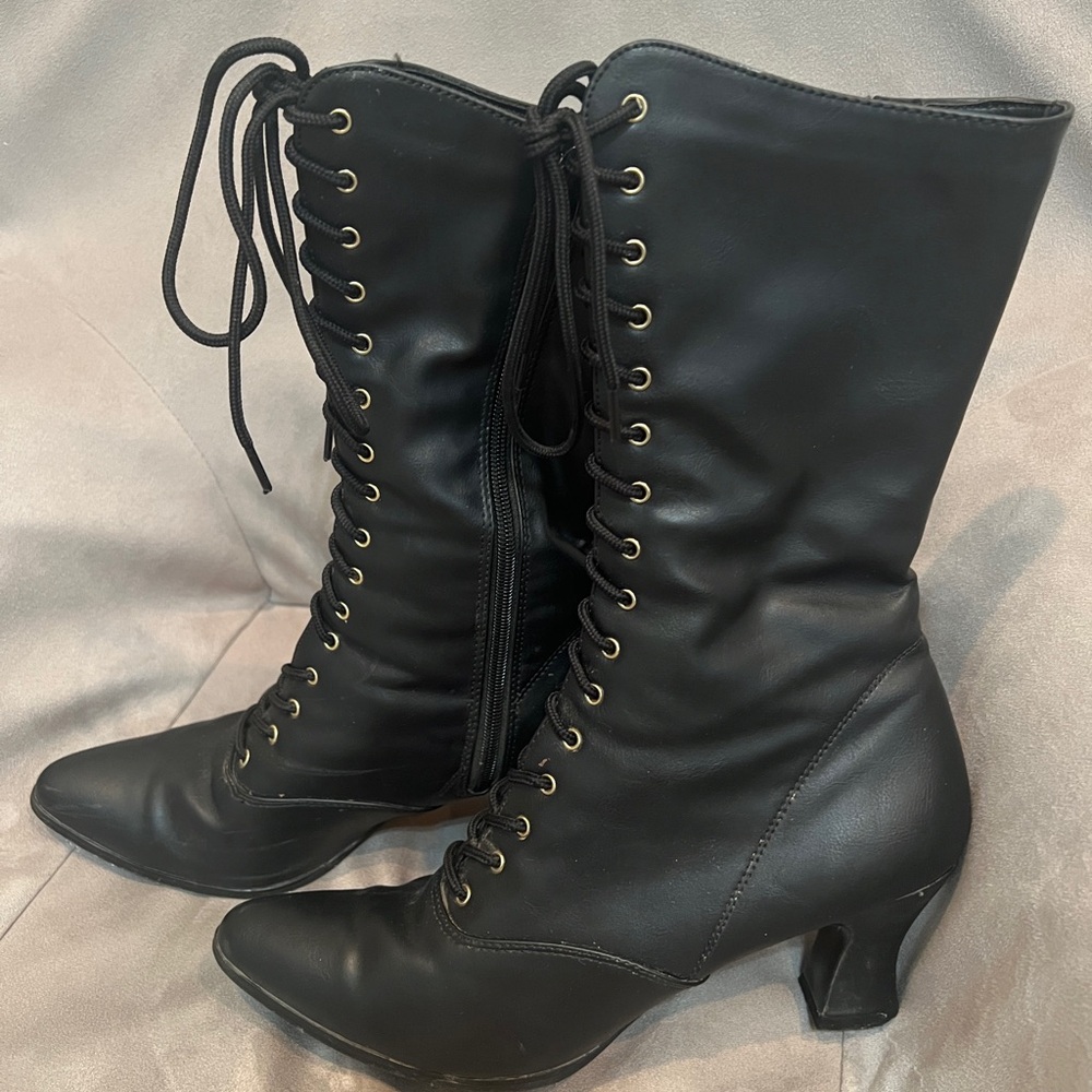 Funtasma Black Lace-Up Women's Boots Witchy/Victorian 10M